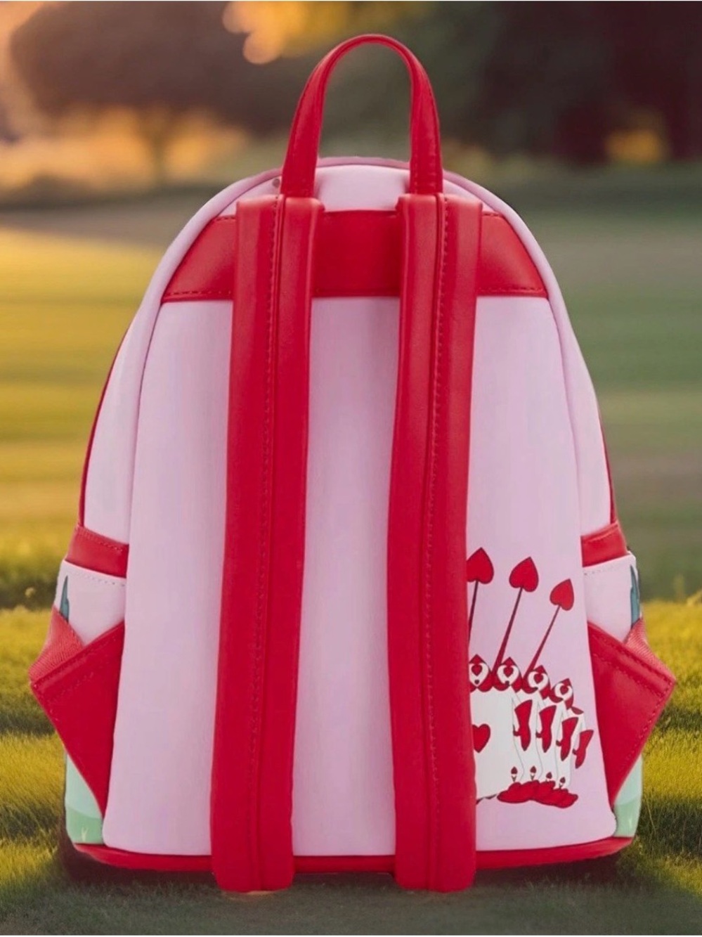 NEW Loungefly Disney ALICE in Wonderland Painting the Roses Red Pink Backpack - Picture 3 of 6